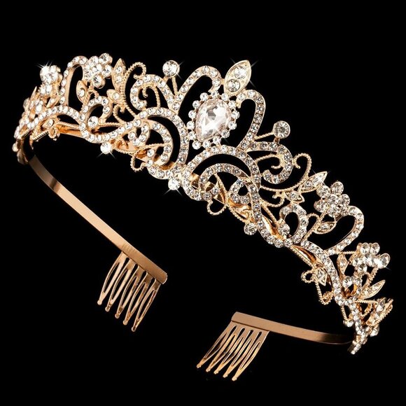 Crystal Tiara Crowns Women Girls Elegant Rhinestone Bridal Prom Birthday main image 6